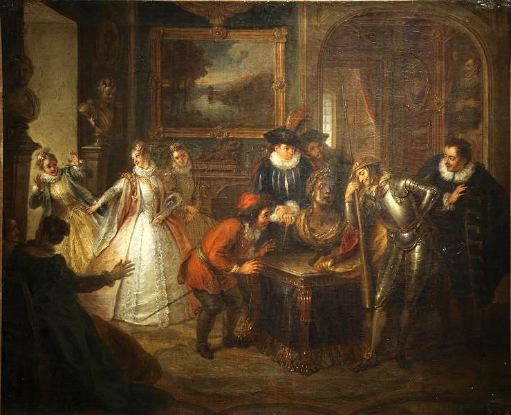 Wikioo.org - The Encyclopedia of Fine Arts - Painting, Artwork by Charles Antoine Coypel Iv - Don Quixote Consulting the Inchanted Head, at the House of Don Antonia Mereno (Cherbourg version)