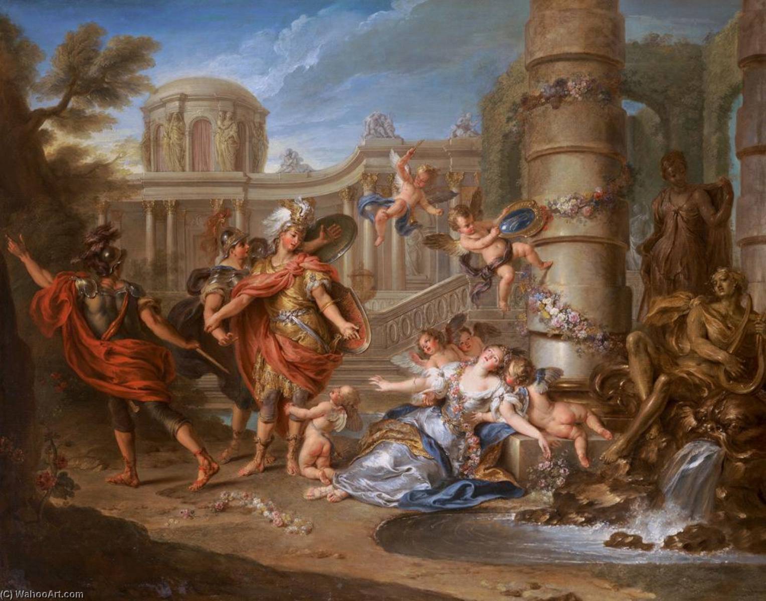 WikiOO.org - Енциклопедия за изящни изкуства - Живопис, Произведения на изкуството Charles Antoine Coypel Iv - The Fainting of Armide (small version)