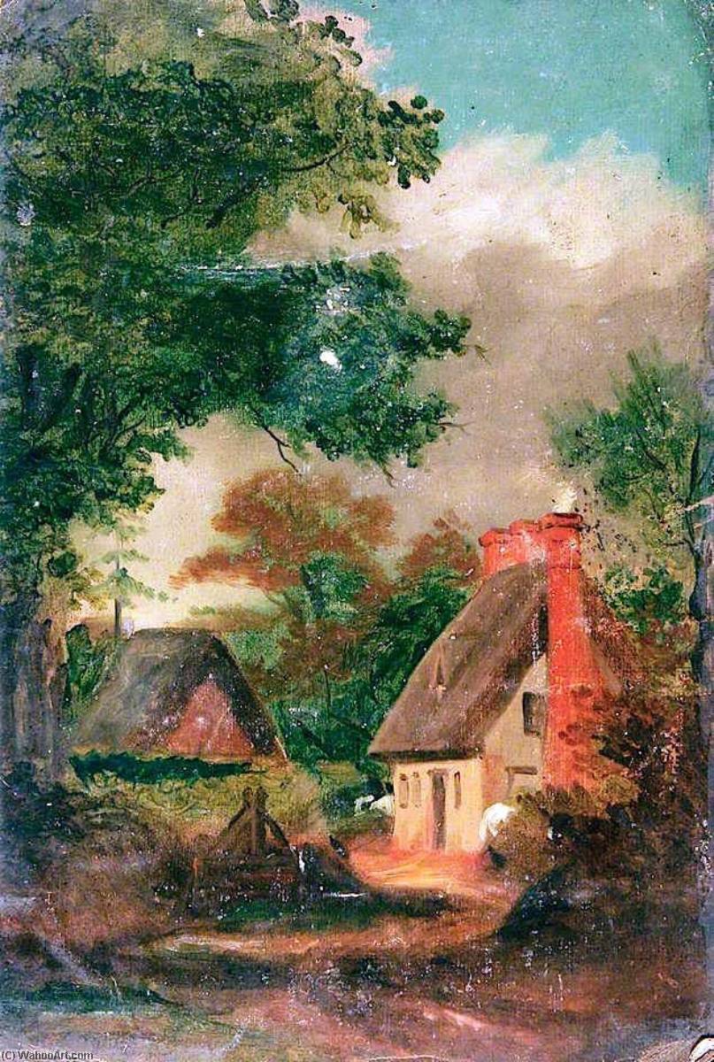 Wikioo.org - The Encyclopedia of Fine Arts - Painting, Artwork by Joseph Clover - Landscape with a Cottage