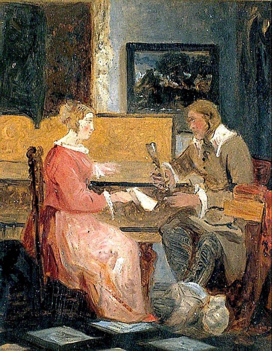 Wikioo.org - The Encyclopedia of Fine Arts - Painting, Artwork by Joseph Clover - Man and Woman in an Interior Playing Music