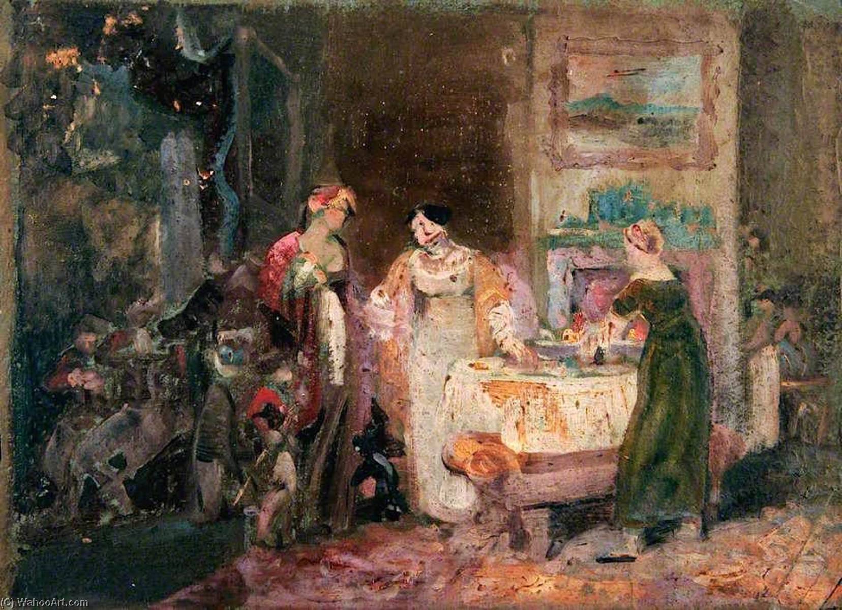 Wikioo.org - The Encyclopedia of Fine Arts - Painting, Artwork by Joseph Clover - Interior with Women and Children at a Table
