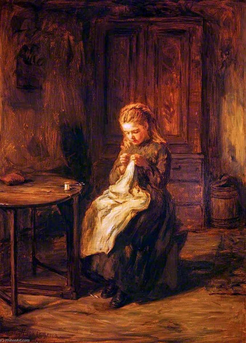 Wikioo.org - The Encyclopedia of Fine Arts - Painting, Artwork by Hugh Cameron Wilson - A Girl Sewing