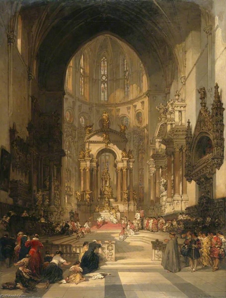WikiOO.org - Εγκυκλοπαίδεια Καλών Τεχνών - Ζωγραφική, έργα τέχνης David Roberts - The High Altar of the Church of SS Giovanni e Paolo at Venice