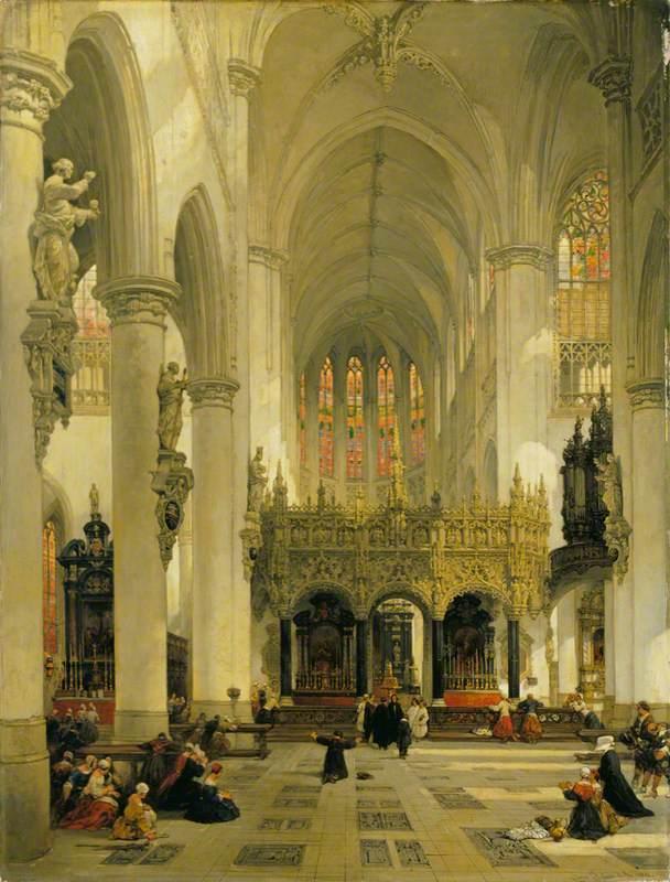 Wikioo.org - The Encyclopedia of Fine Arts - Painting, Artwork by David Roberts - Lierre Interior of Saint Gommaire