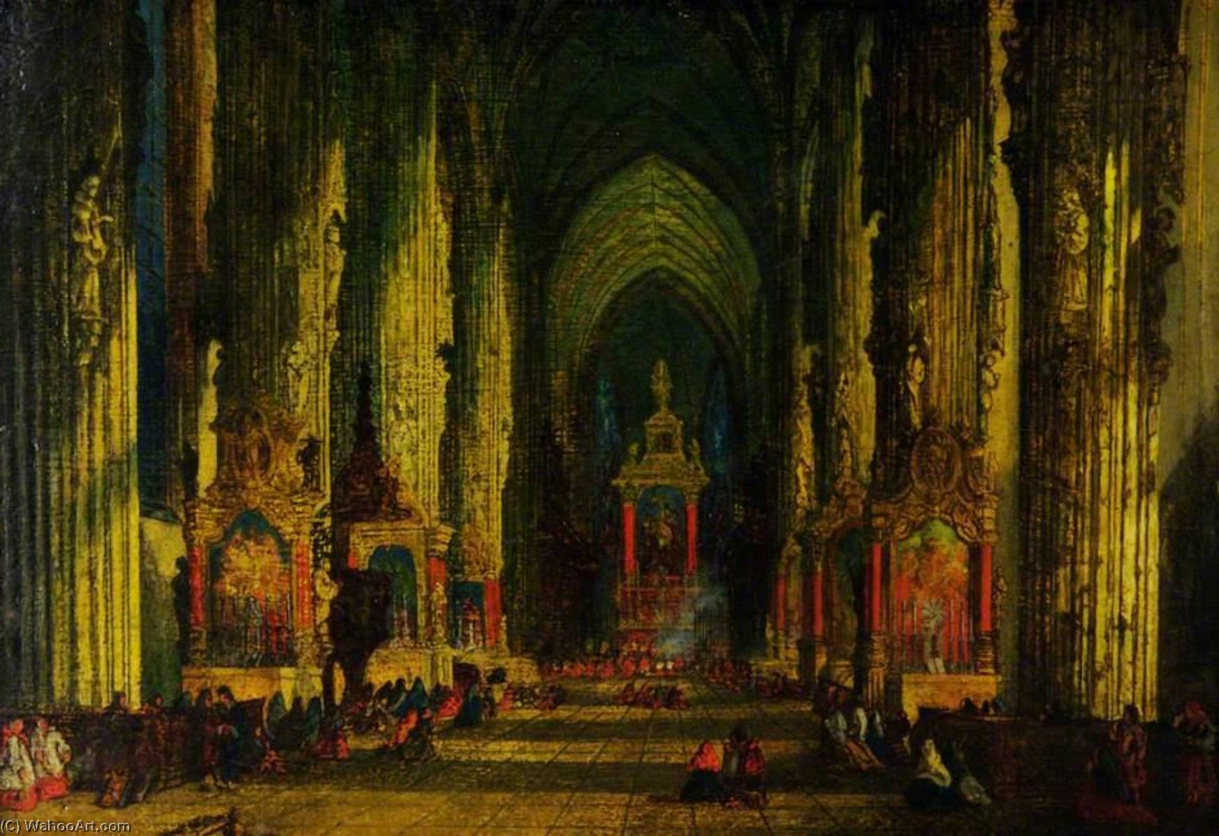 Wikioo.org - The Encyclopedia of Fine Arts - Painting, Artwork by David Roberts - Interior of St Stephen's Church, Vienna