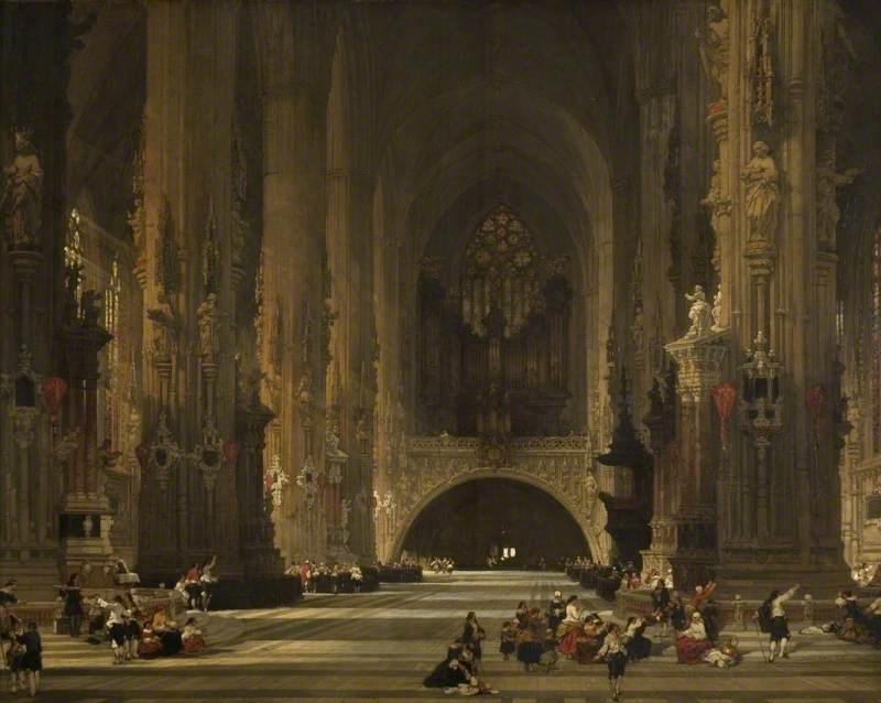 Wikioo.org - The Encyclopedia of Fine Arts - Painting, Artwork by David Roberts - Interior of the Cathedral of St Stephen, Vienna