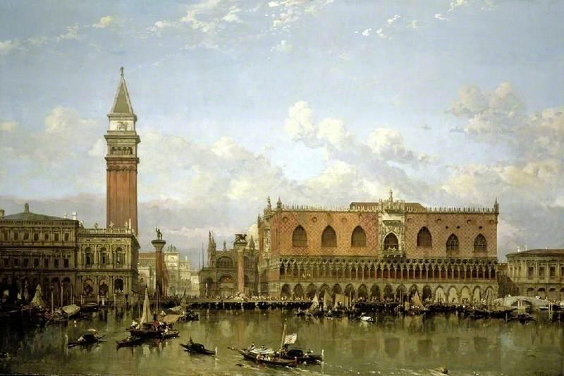 Wikioo.org - The Encyclopedia of Fine Arts - Painting, Artwork by David Roberts - The Doge's Palace, Venice, from the Bacino di San Marco