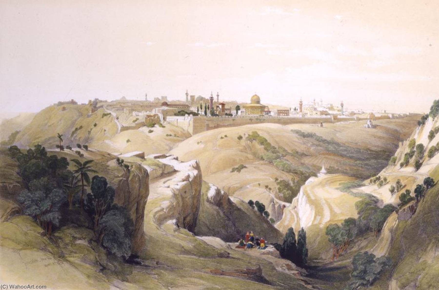 Wikioo.org - The Encyclopedia of Fine Arts - Painting, Artwork by David Roberts - Jerusalem from the Road Leading to Bethany