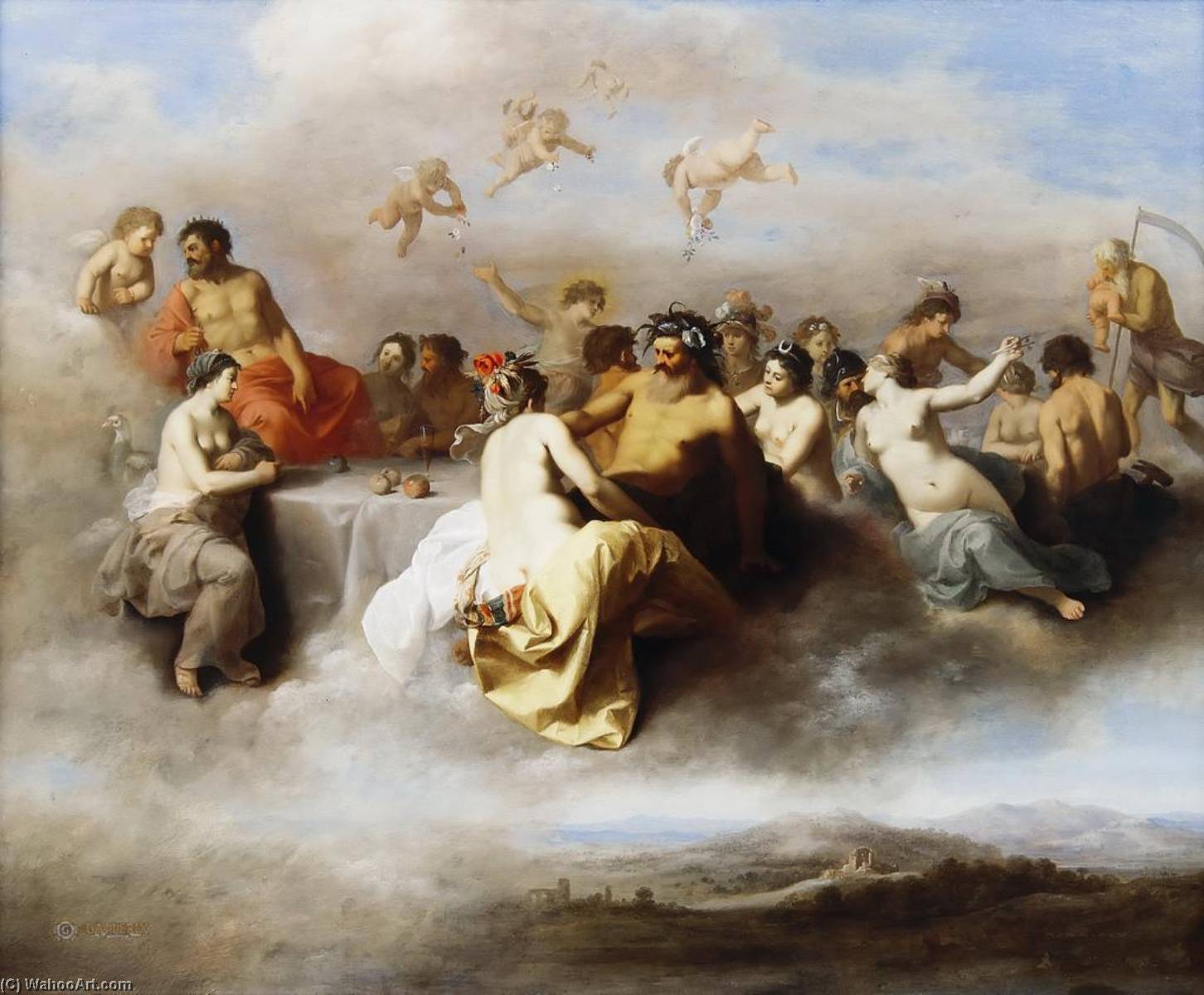 Wikioo.org – L'Enciclopedia delle Belle Arti - Pittura, Opere di Cornelius Van Poelenburgh - riunione camposanto  come  dopodomani  nubi