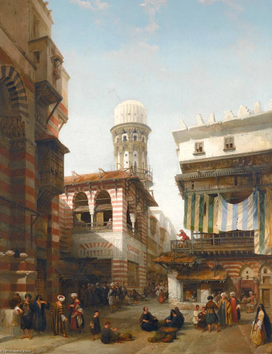 Wikioo.org - The Encyclopedia of Fine Arts - Painting, Artwork by David Roberts - The Bazaar of the Coppersmiths, Cairo