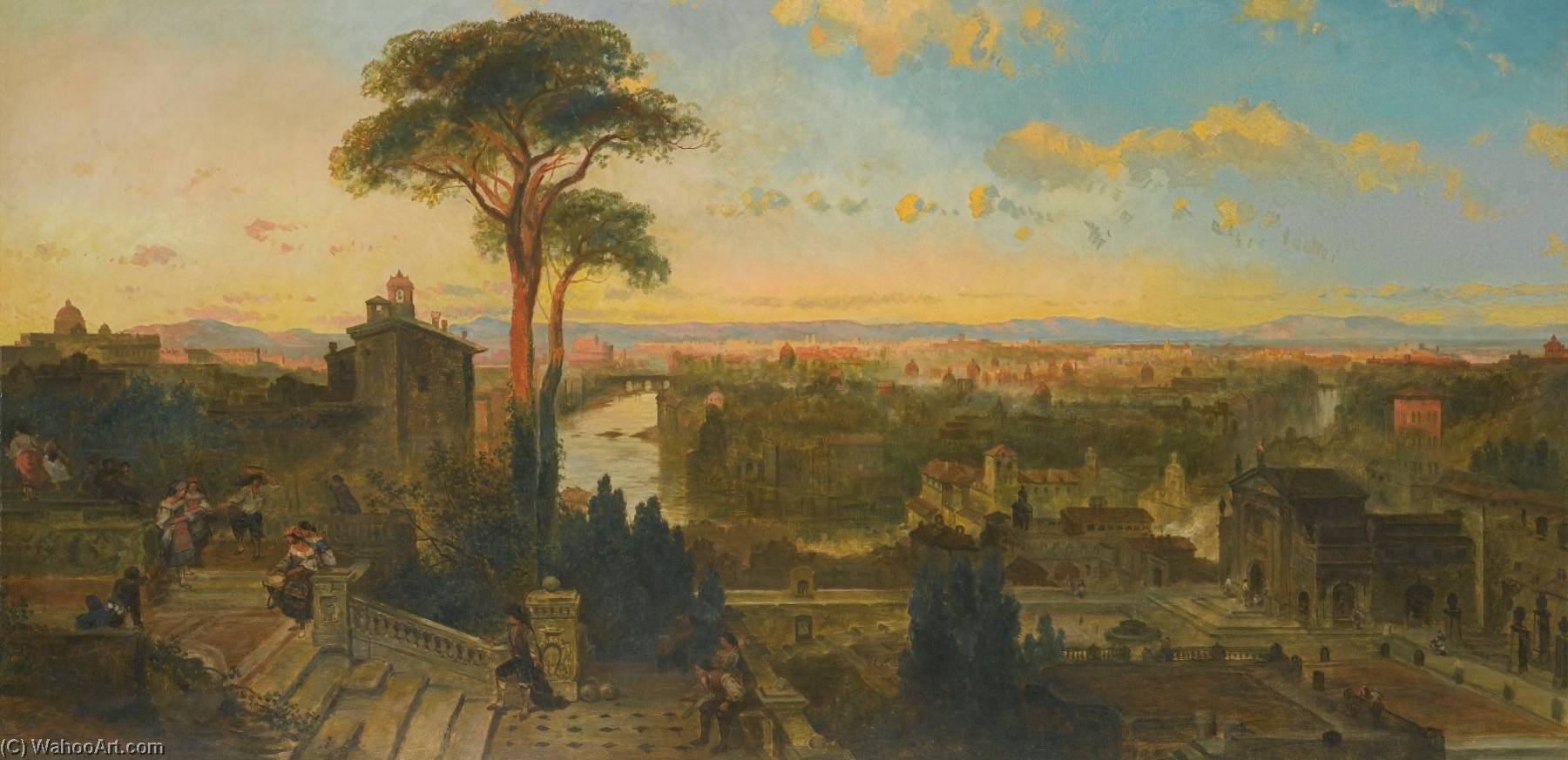 WikiOO.org - Encyclopedia of Fine Arts - Maľba, Artwork David Roberts - View of Rome from the Convent of San Onofrio