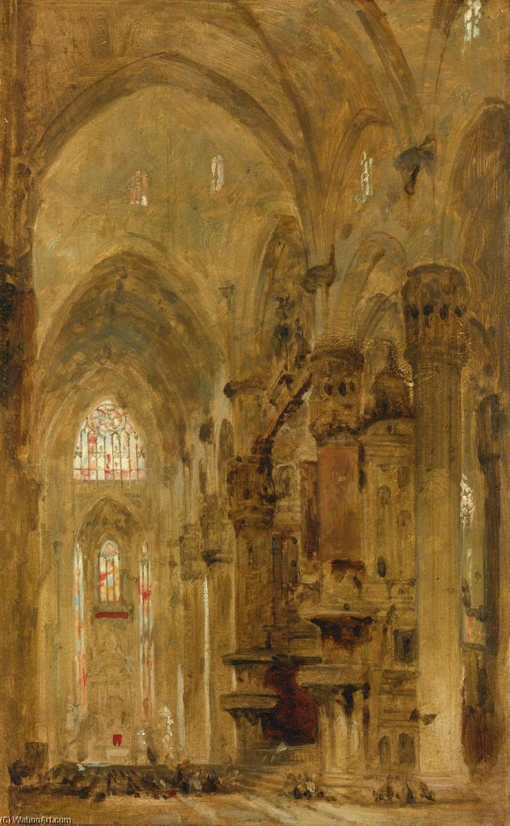 Wikioo.org - The Encyclopedia of Fine Arts - Painting, Artwork by David Roberts - Sketch of the interior of the Duomo, Milan