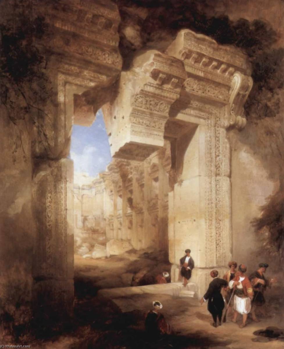 Wikioo.org - The Encyclopedia of Fine Arts - Painting, Artwork by David Roberts - Deutsch Der Eingang zum goldenen Tempel in Baalbeck