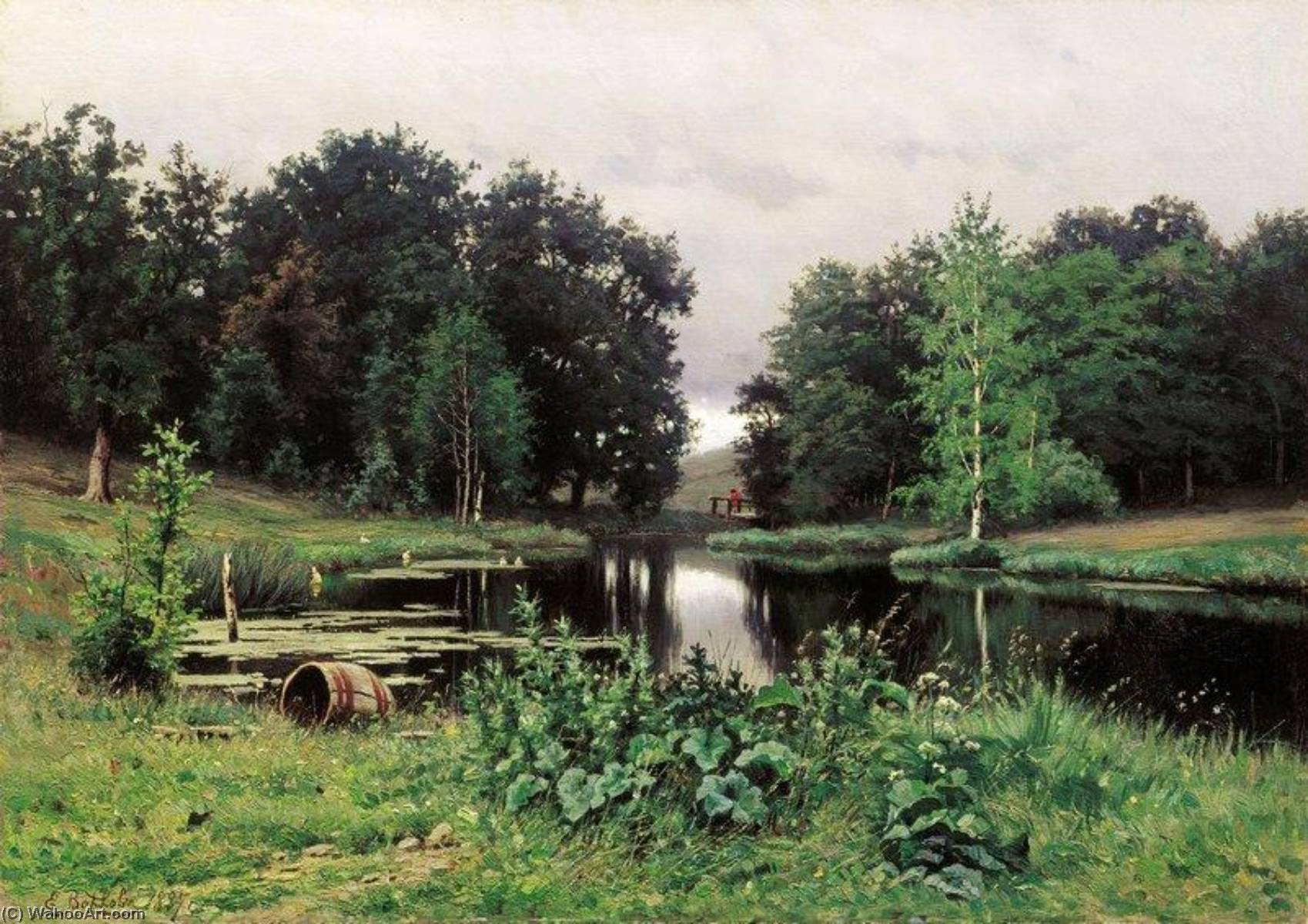 Wikioo.org – L'Enciclopedia delle Belle Arti - Pittura, Opere di Efim Efimovich Volkov - paesaggio con un stagno