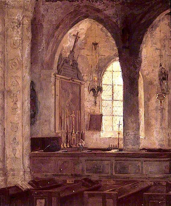 Wikioo.org - The Encyclopedia of Fine Arts - Painting, Artwork by Emily Maria Eardley Childers - Interior of the Church at Veules les Roses, Normandy, France