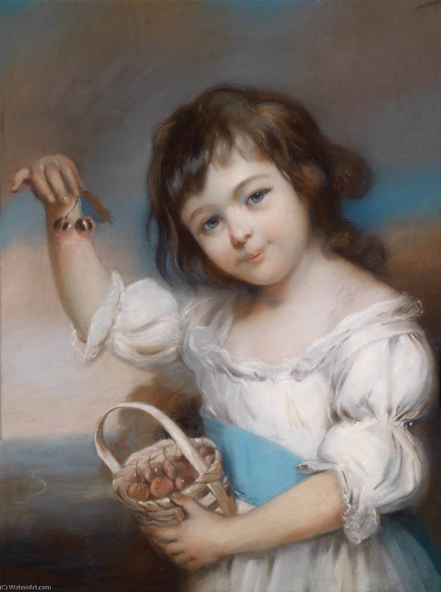 WikiOO.org - Enciklopedija likovnih umjetnosti - Slikarstvo, umjetnička djela John Russell - Small Girl Presenting Cherries
