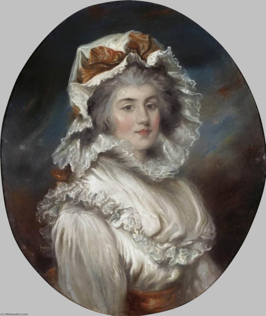 WikiOO.org - Encyclopedia of Fine Arts - Målning, konstverk John Russell - Portrait of a Girl in a Bonnet