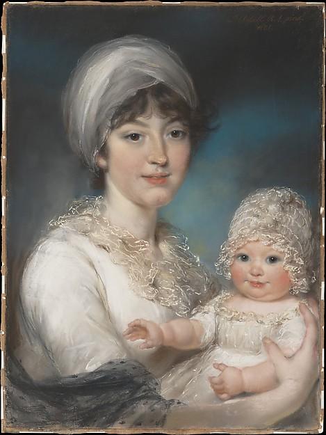 Wikioo.org - The Encyclopedia of Fine Arts - Painting, Artwork by John Russell - Mrs. Robert Shurlock (Henrietta Ann Jane Russell, 1775 1849) and Her Daughter Ann