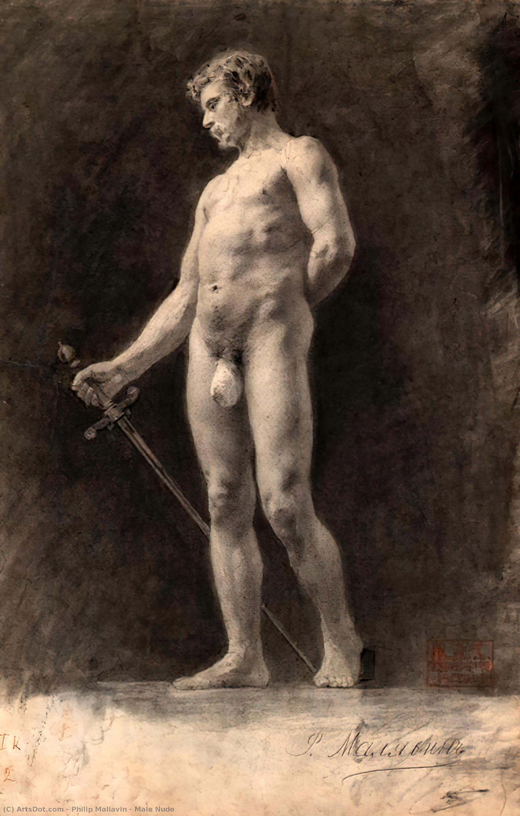 Wikioo.org - The Encyclopedia of Fine Arts - Painting, Artwork by Philip Maliavin - Male Nude