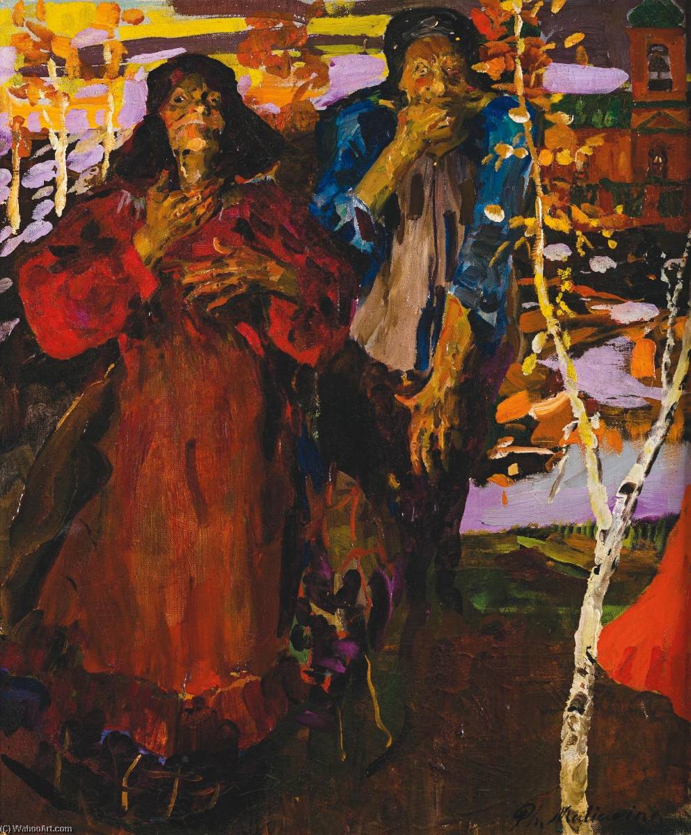Wikioo.org - The Encyclopedia of Fine Arts - Painting, Artwork by Philip Maliavin - Two Peasant Women