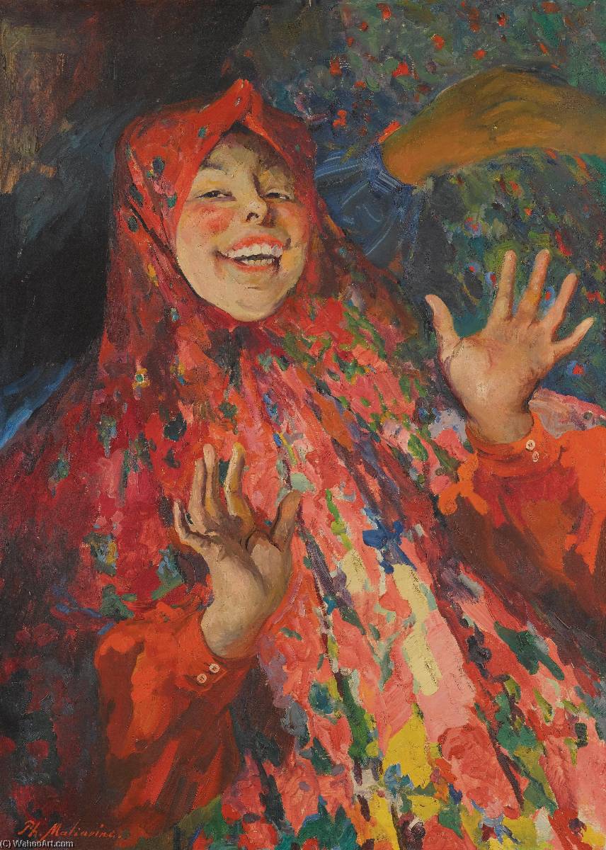 Wikioo.org - The Encyclopedia of Fine Arts - Painting, Artwork by Philip Maliavin - Laughing Girl