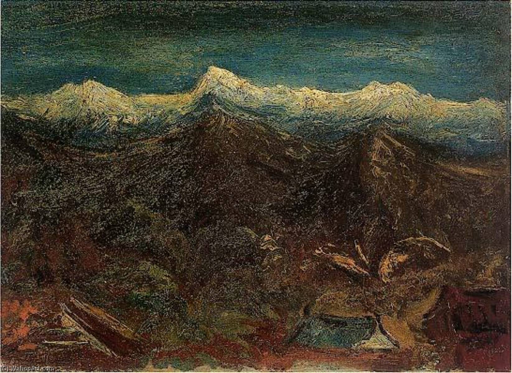 Wikioo.org - The Encyclopedia of Fine Arts - Painting, Artwork by Chen Cheng Po - English Snow of Mt. Yu Chen Cheng po 1947 Wood Oil painting 24×33cm 中文 玉山積雪 陳澄波 1947 木板‧油彩 24×33cm。
