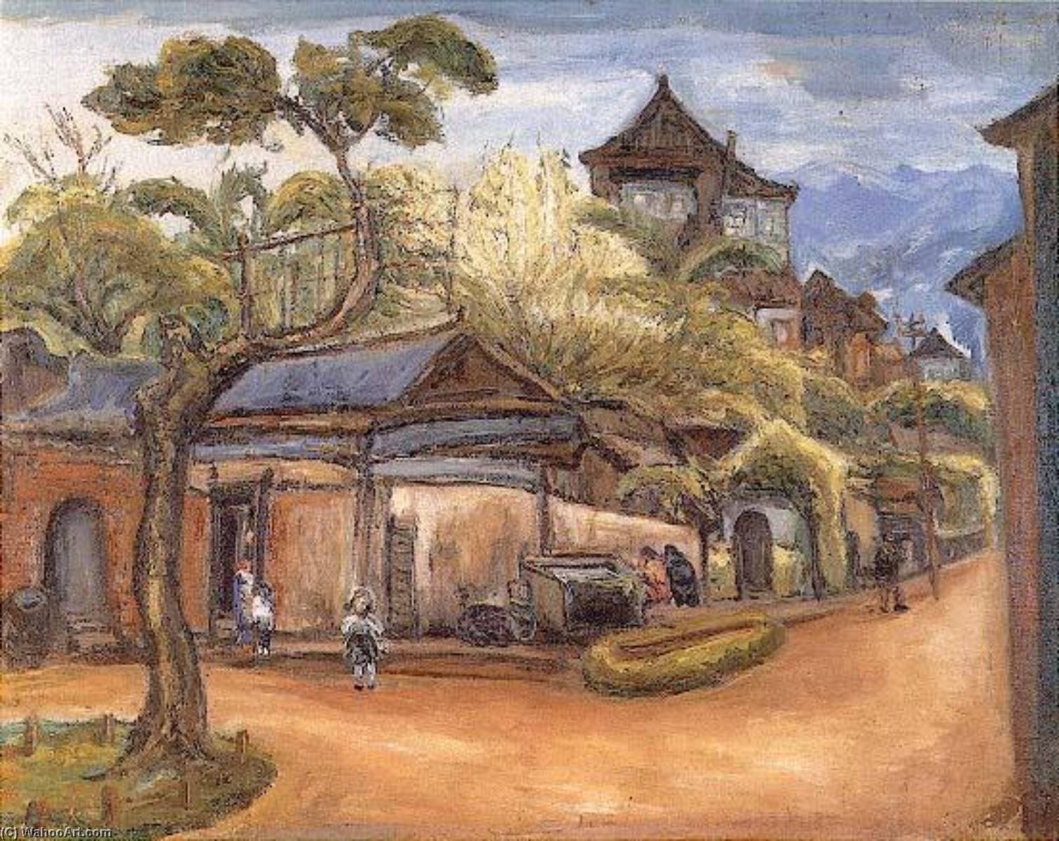 Wikioo.org - The Encyclopedia of Fine Arts - Painting, Artwork by Chen Cheng Po - English Nostalgia Chen Cheng po 1941 Canvas Oil painting 72.5×91 cm 中文 懷古 陳澄波 1941 畫布‧油彩 72.5×91 cm。