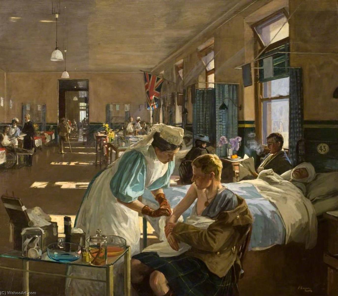 Wikioo.org - The Encyclopedia of Fine Arts - Painting, Artwork by John Lavery - The First Wounded, London Hospital, August 1914