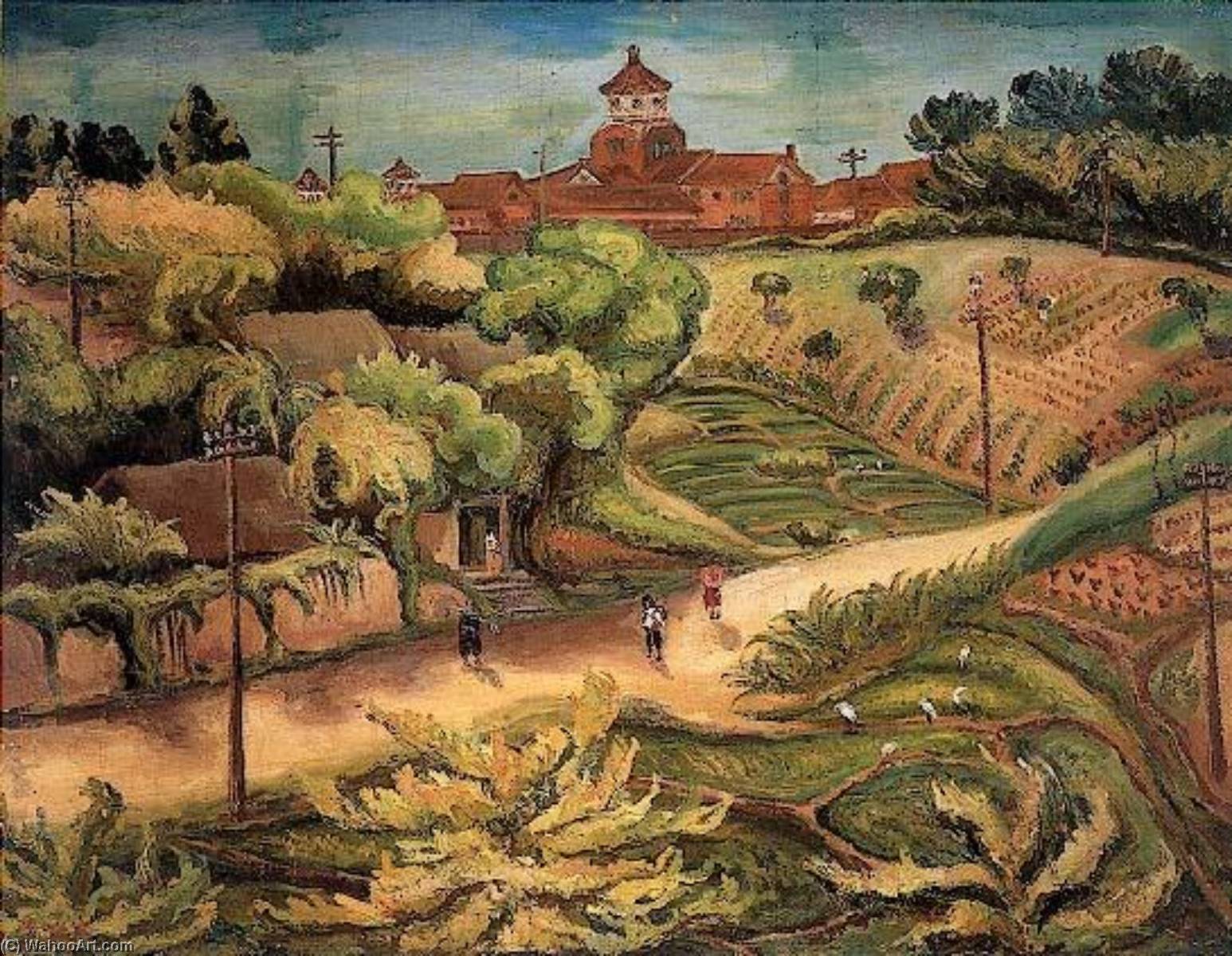 Wikioo.org - The Encyclopedia of Fine Arts - Painting, Artwork by Chen Cheng Po - English Tamsui High School Chen Cheng po 1936 Canvas Oil painting 91×116.5cm 中文 淡水中學 陳澄波 1936 畫布‧油彩 91×116.5cm。