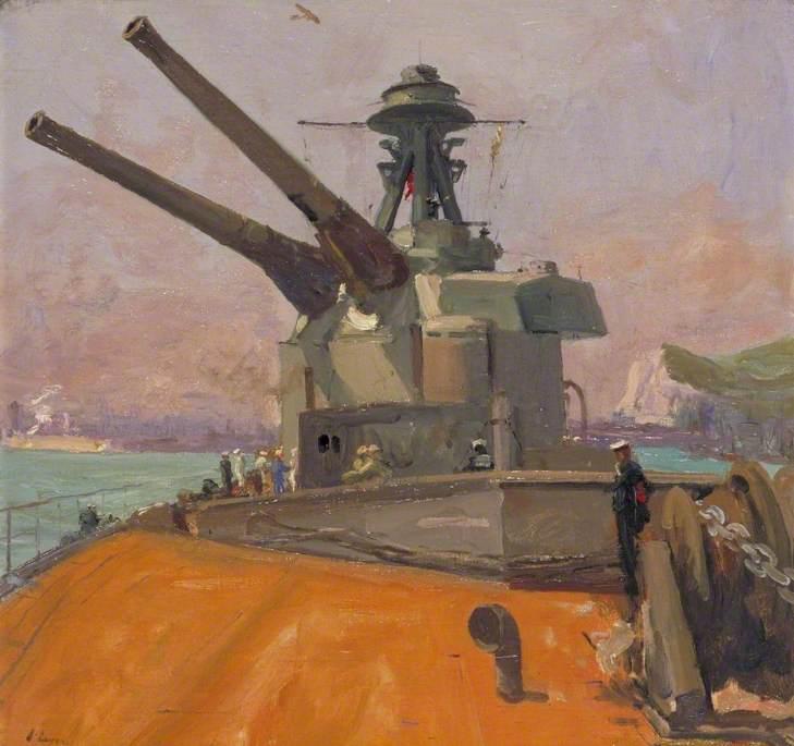 Wikioo.org - The Encyclopedia of Fine Arts - Painting, Artwork by John Lavery - The Guns, HMS 'Terror'