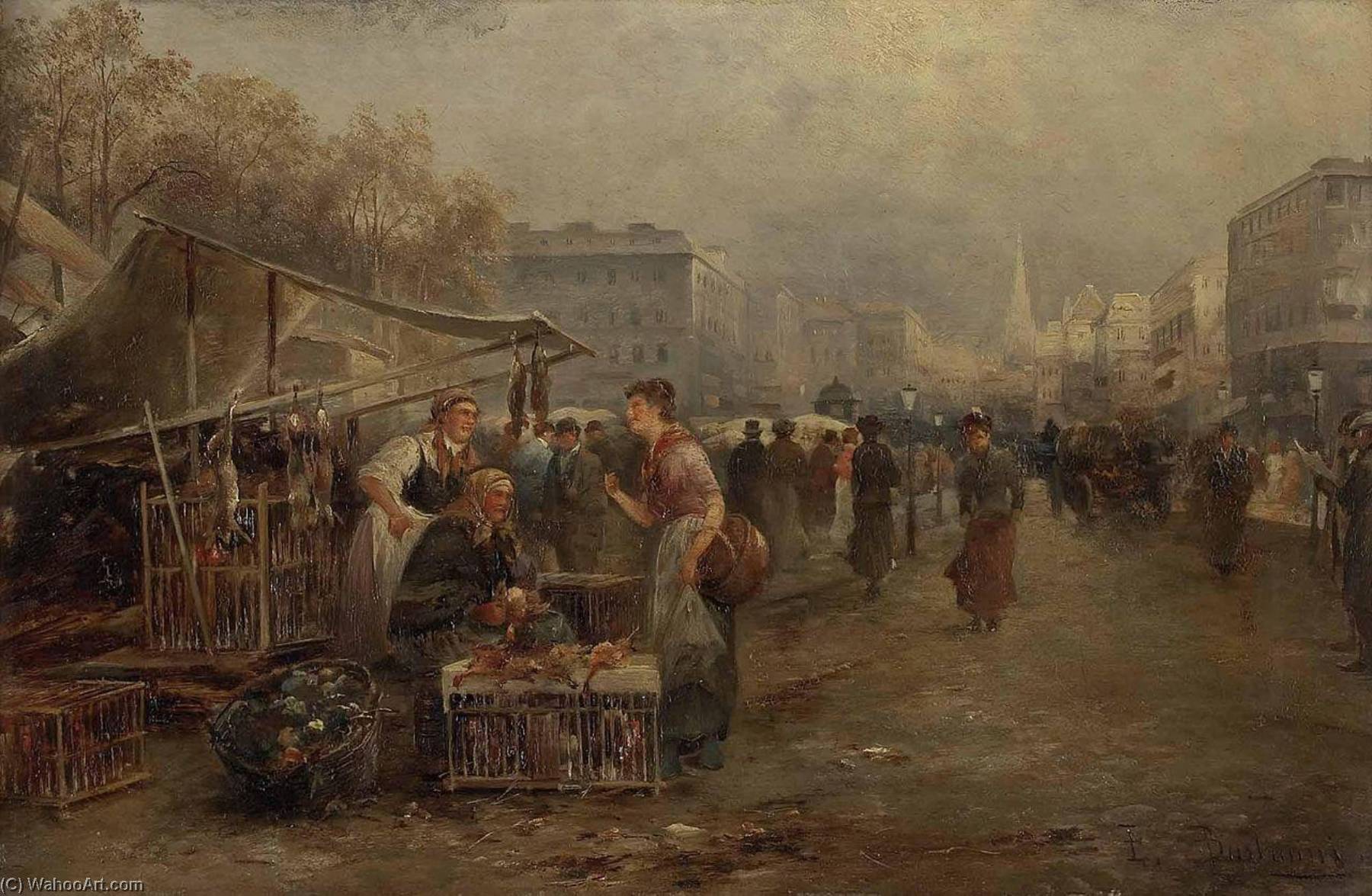 Wikioo.org - The Encyclopedia of Fine Arts - Painting, Artwork by Emil Barbarini - Market in Vienna