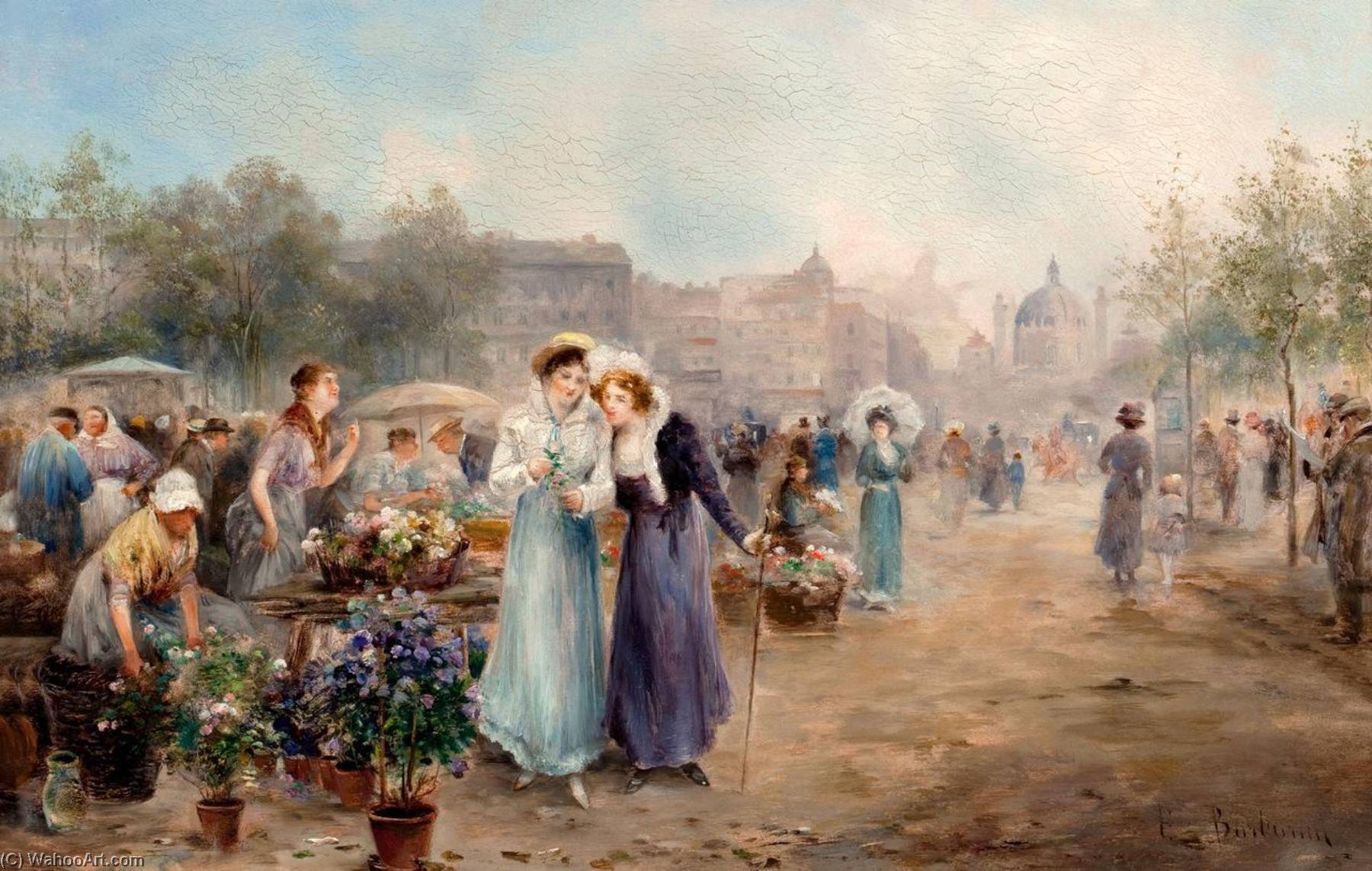 Wikioo.org - The Encyclopedia of Fine Arts - Painting, Artwork by Emil Barbarini - The Flower Market