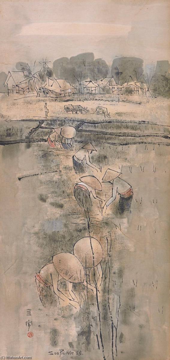 WikiOO.org - Encyclopedia of Fine Arts - Lukisan, Artwork Cheong Soo Pieng - Padi Planting Malaysia