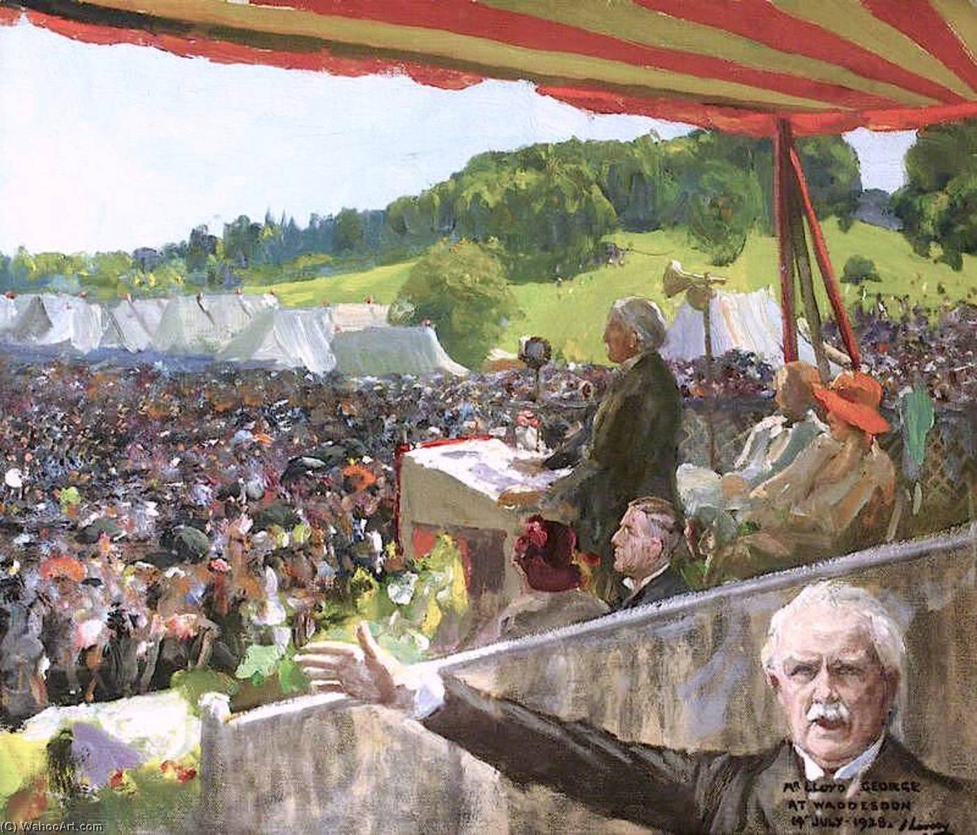 Wikioo.org - The Encyclopedia of Fine Arts - Painting, Artwork by John Lavery - Lloyd George Addressing a Liberal Rally at Waddesdon, 14 July 1928