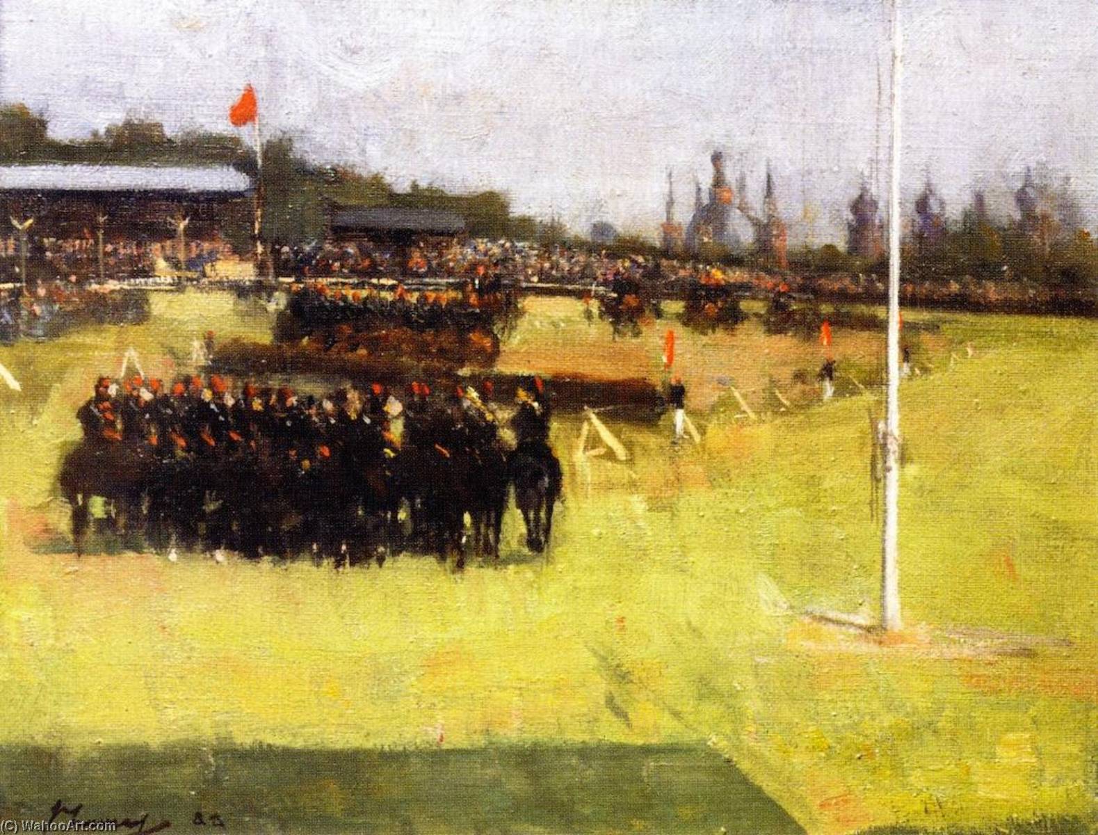 Wikioo.org - The Encyclopedia of Fine Arts - Painting, Artwork by John Lavery - The Musical Ride of the 15th Hussars during the Military Tournament, Glasgow International Exhibition