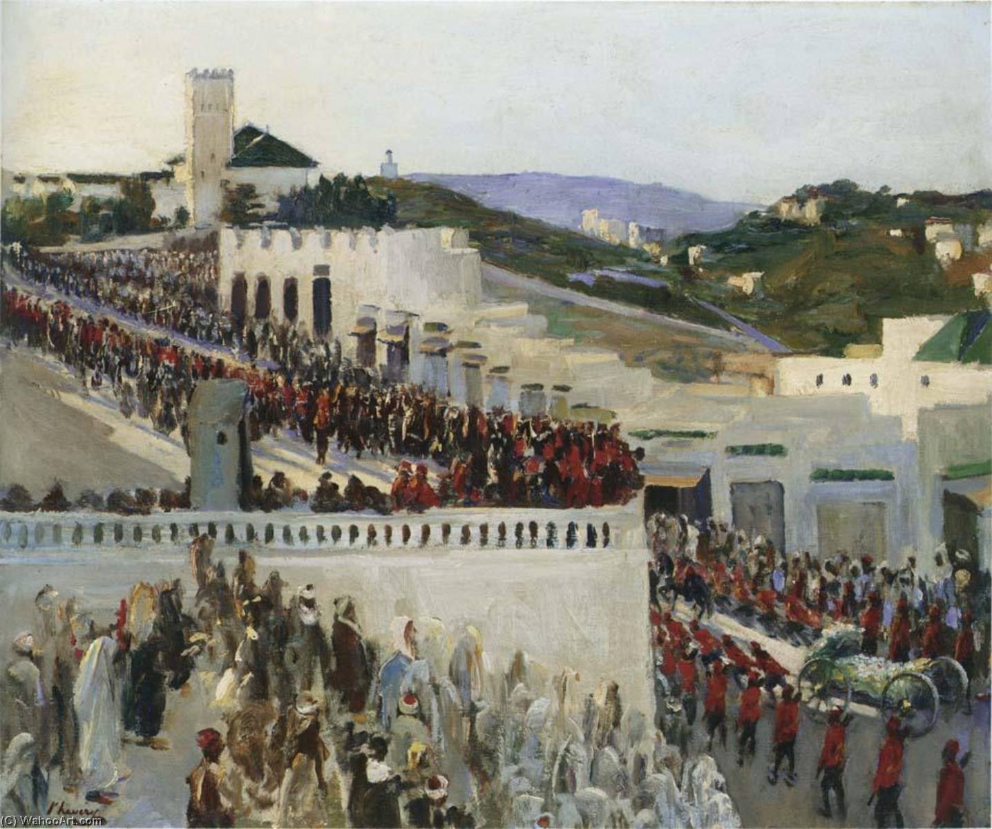Wikioo.org - The Encyclopedia of Fine Arts - Painting, Artwork by John Lavery - Funeral Procession in Tangier