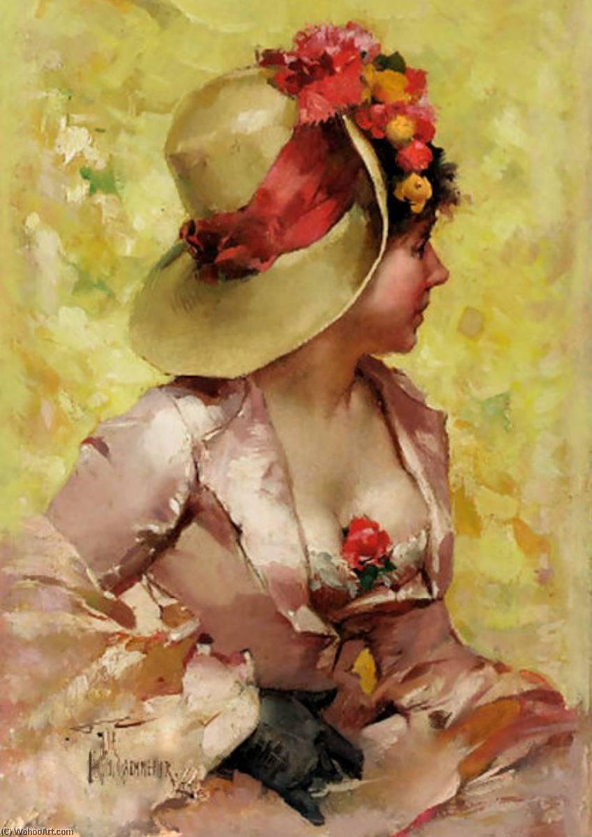 Wikioo.org - The Encyclopedia of Fine Arts - Painting, Artwork by Frederik Henrdik Kaemmerer - An Elegant Lady