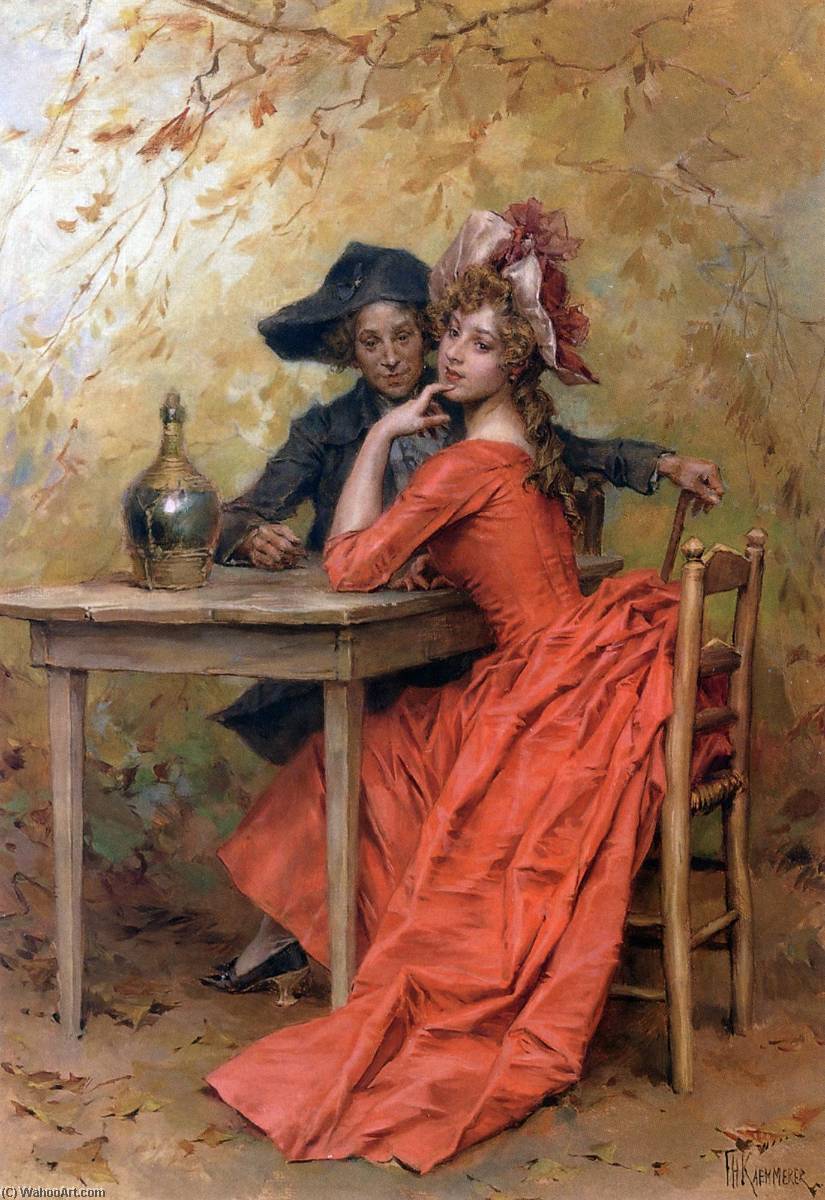 Wikioo.org - The Encyclopedia of Fine Arts - Painting, Artwork by Frederik Henrdik Kaemmerer - Lady in Red