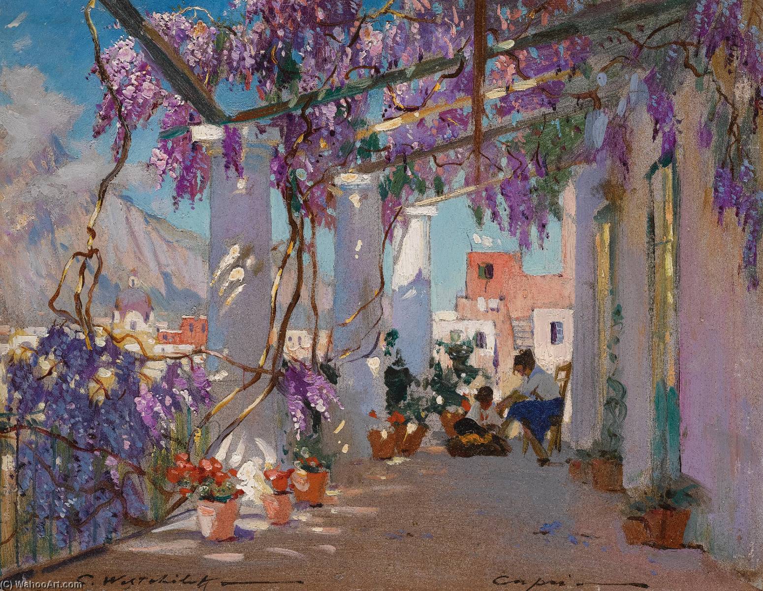 Wikioo.org - The Encyclopedia of Fine Arts - Painting, Artwork by Constantin Westchiloff - Veranda in Capri