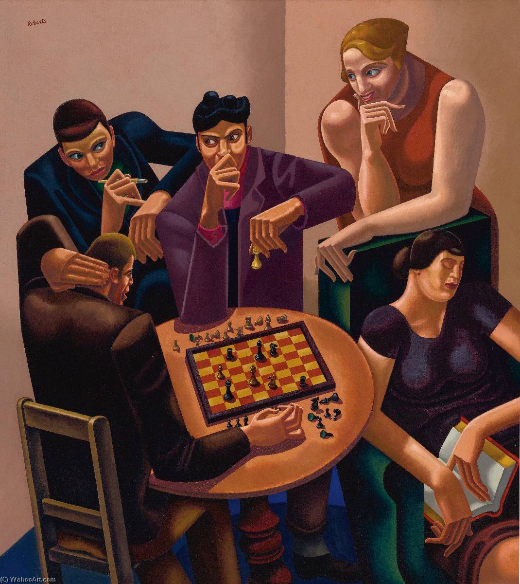 Wikioo.org – La Enciclopedia de las Bellas Artes - Pintura, Obras de arte de William Roberts - Los jugadores de ajedrez