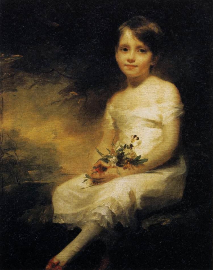 WikiOO.org – 美術百科全書 - 繪畫，作品 Henry Raeburn - 年轻的女孩 控股  花儿