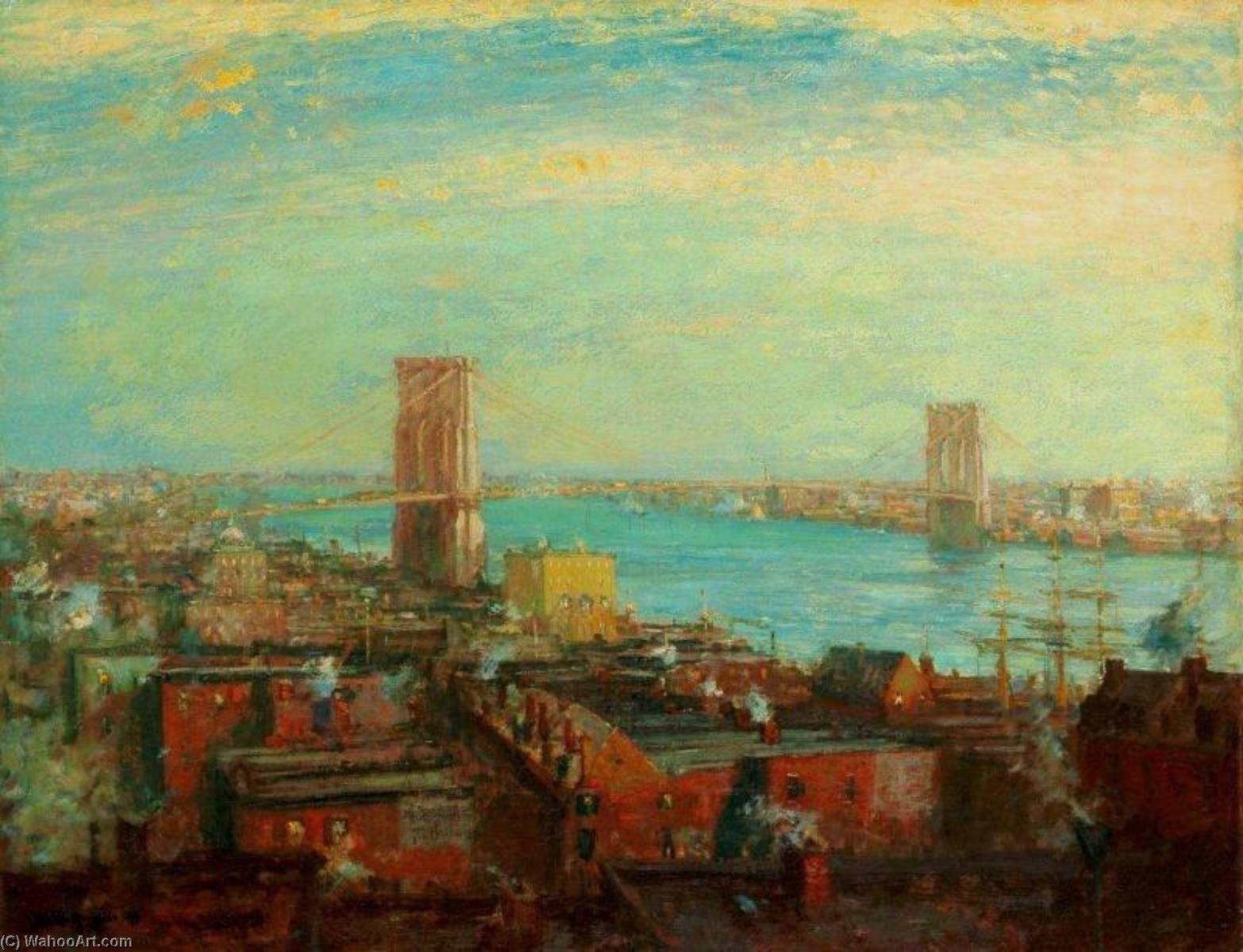 Wikioo.org - The Encyclopedia of Fine Arts - Painting, Artwork by Henry Ward Ranger - Brooklyn Bridge