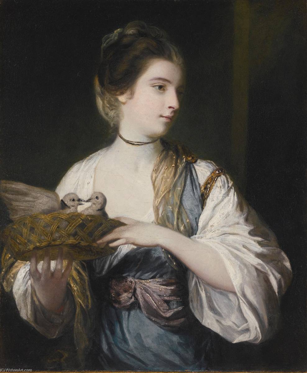 Wikioo.org - The Encyclopedia of Fine Arts - Painting, Artwork by Joshua Reynolds - Nancy Reynolds with Doves