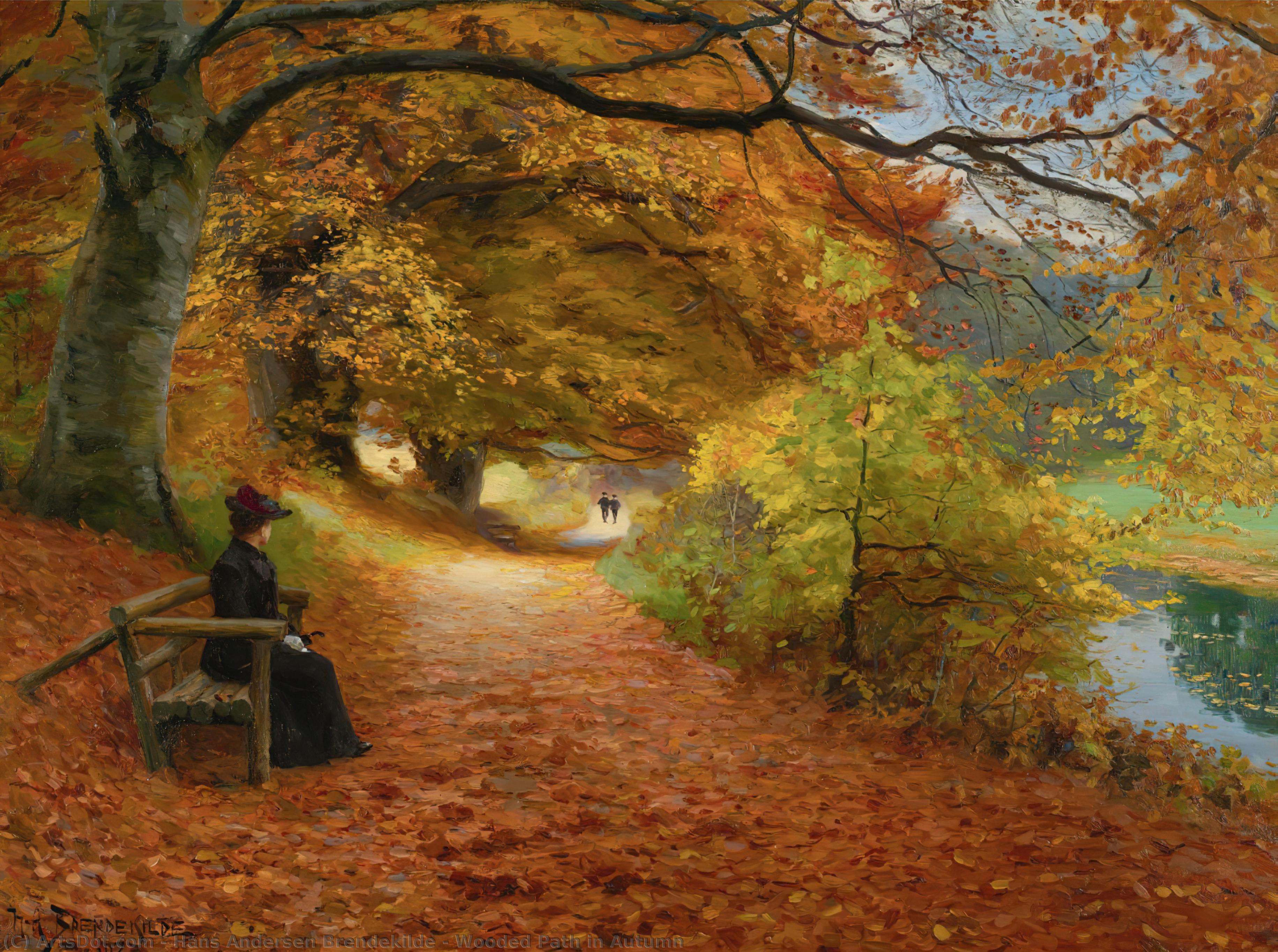 Wikioo.org - The Encyclopedia of Fine Arts - Painting, Artwork by Hans Andersen Brendekilde - Wooded Path in Autumn
