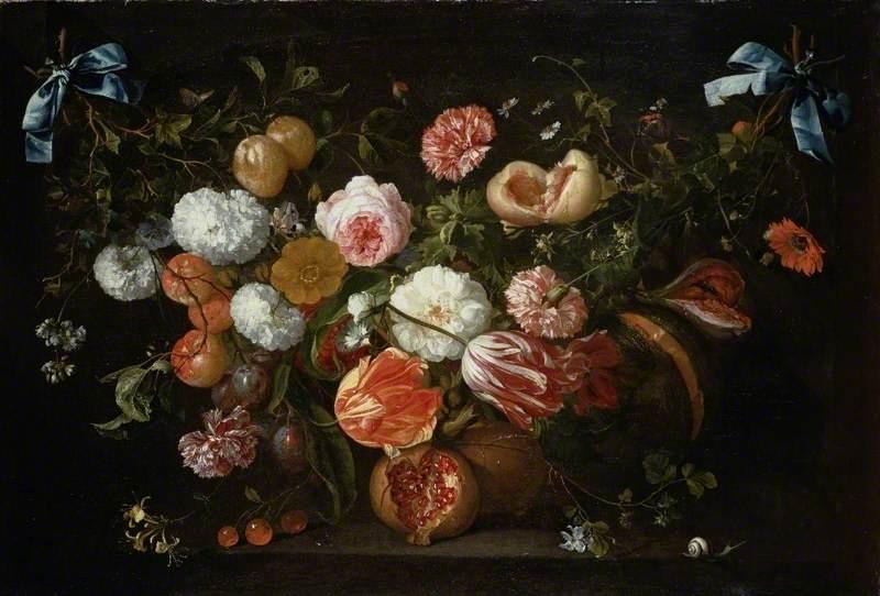 Wikioo.org - The Encyclopedia of Fine Arts - Painting, Artwork by Jan Davidszoon De Heem - A Garland of Flowers