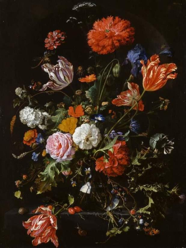 Wikioo.org - The Encyclopedia of Fine Arts - Painting, Artwork by Jan Davidszoon De Heem - Flowers in a Glass Vase