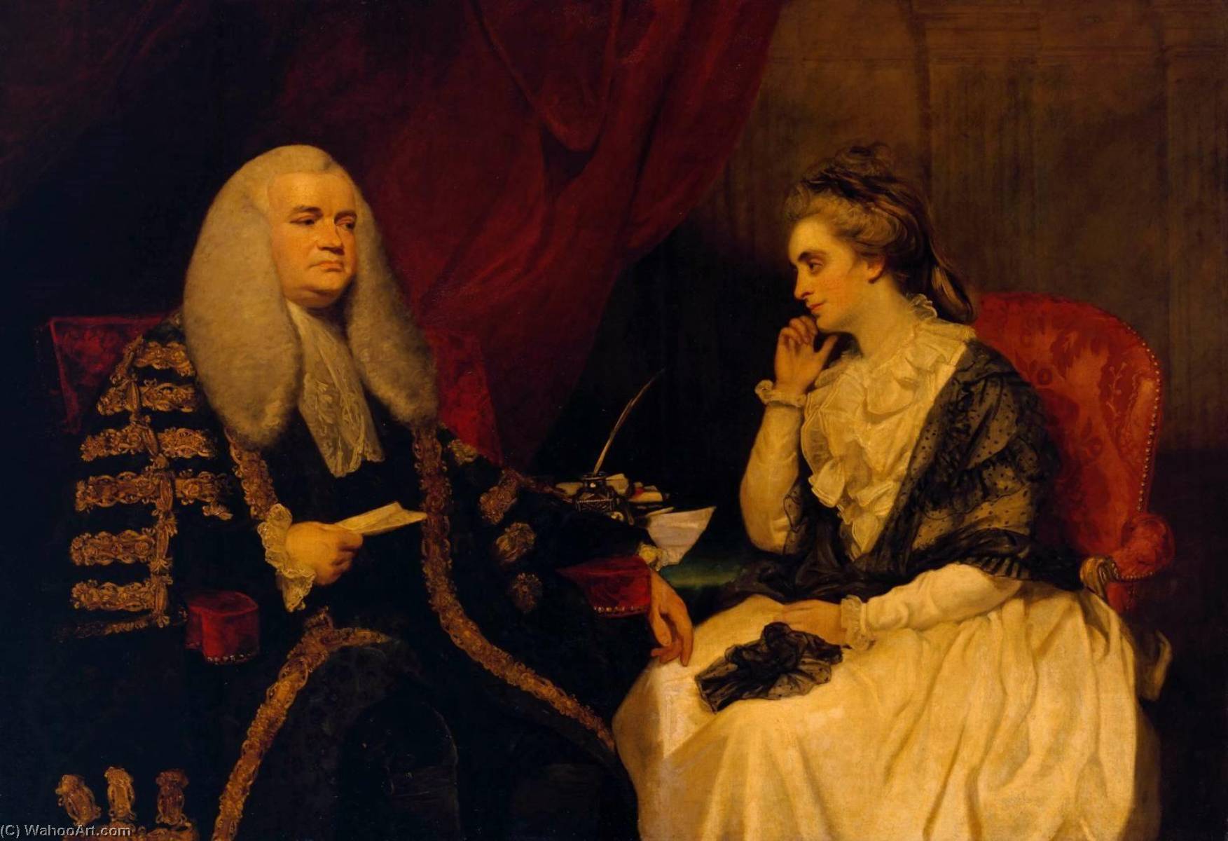 Wikioo.org - The Encyclopedia of Fine Arts - Painting, Artwork by Joshua Reynolds - Lord and Lady Ashburton