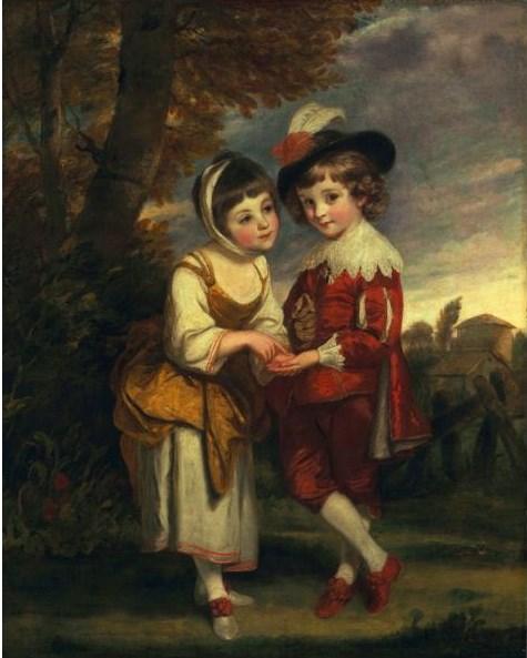 Wikioo.org - The Encyclopedia of Fine Arts - Painting, Artwork by Joshua Reynolds - Lord Henry Spencer and Lady Charlotte Spencer The Young Fortune Tellers