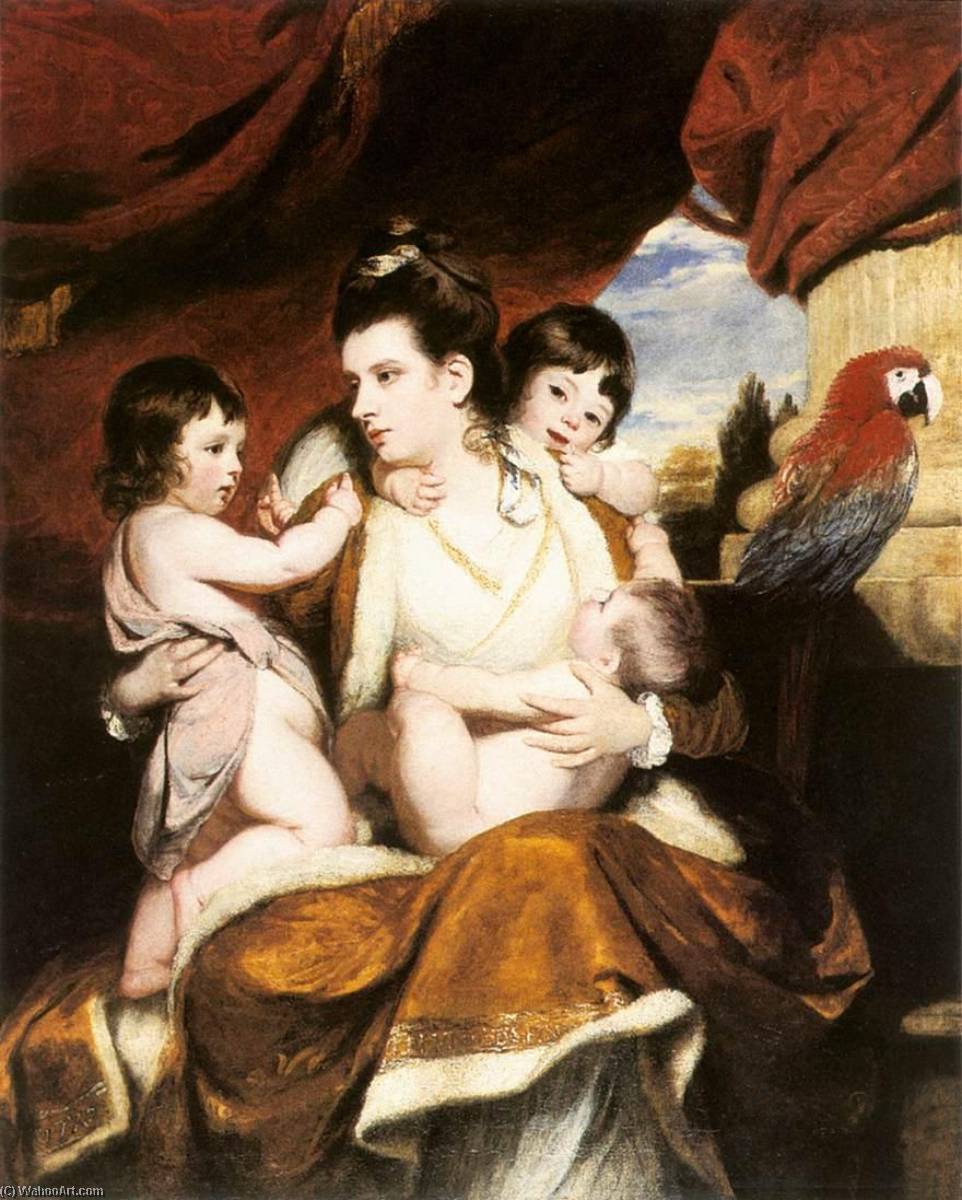 Wikioo.org - Die Enzyklopädie bildender Kunst - Malerei, Kunstwerk von Joshua Reynolds - Lady Cockburn und ihre drei ältesten Söhne