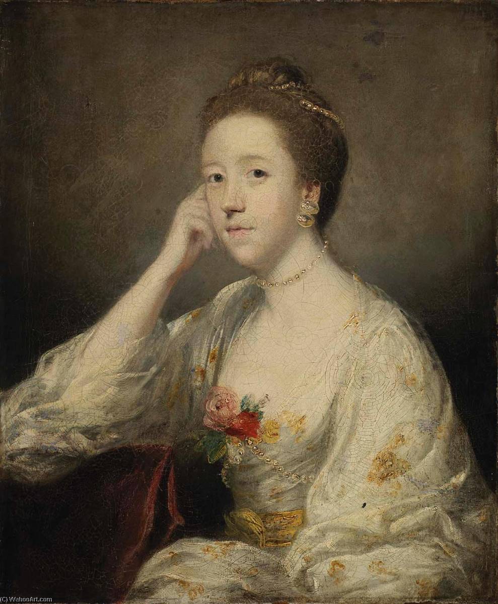 Wikioo.org – L'Enciclopedia delle Belle Arti - Pittura, Opere di Joshua Reynolds - ritratto di una signora in bianco